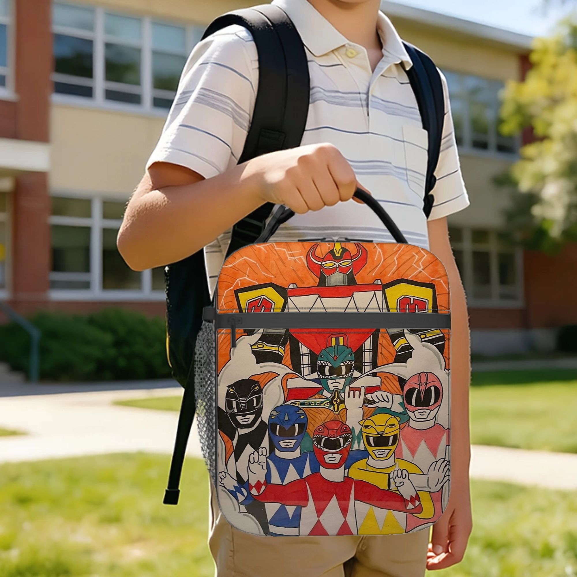 Tote Bag Sublimation - حقيبة غداء معزولة بتصميم باور رينجرز