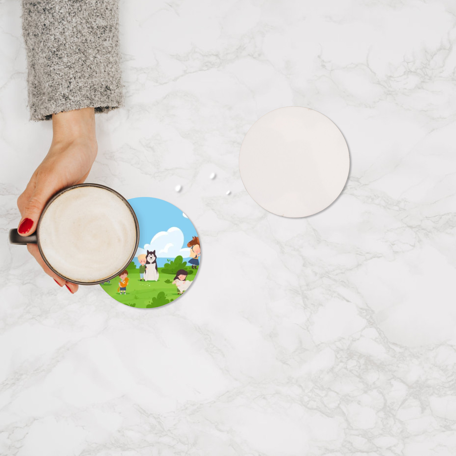 Coaster Sublimation Blank - 10 قطع من قواعد الأكواب الخشبية